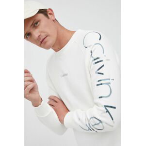 Mikina Calvin Klein pánská, bílá barva, s potiskem