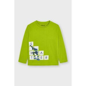 Dětské tričko s dlouhým rukávem Mayoral zelená barva, s potiskem
