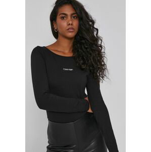 Tričko s dlouhým rukávem Calvin Klein dámské, černá barva