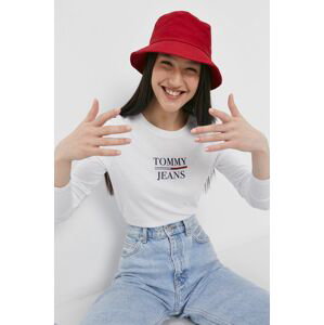 Tričko s dlouhým rukávem Tommy Jeans dámské, bílá barva