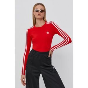 Tričko s dlouhým rukávem adidas Originals H35623 dámské, červená barva