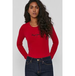 Tričko s dlouhým rukávem Pepe Jeans dámské, červená barva