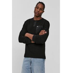 Tričko s dlouhým rukávem Tommy Jeans pánské, černá barva, hladké
