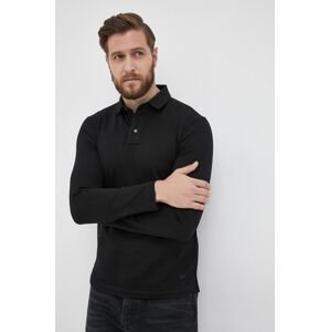 Bavlněné tričko s dlouhým rukávem Emporio Armani černá barva, hladké