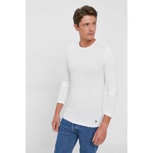 Bavlněné tričko s dlouhým rukávem Polo Ralph Lauren bílá barva, hladké