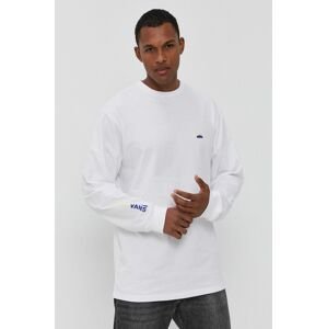 Bavlněné tričko s dlouhým rukávem Vans bílá barva, s potiskem