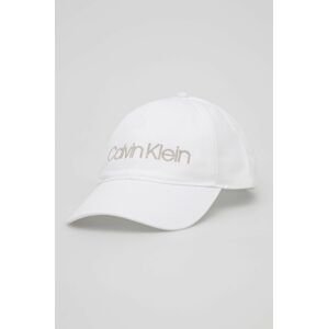 Kšiltovka Calvin Klein bílá barva, s aplikací