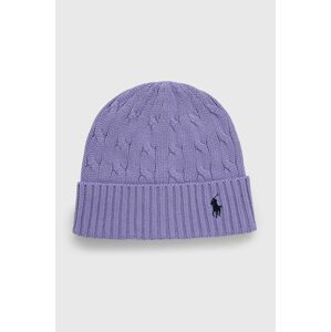Čepice Polo Ralph Lauren fialová barva, z tenké pleteniny, bavlněná
