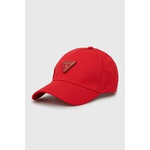 Čepice Guess červená barva, s aplikací
