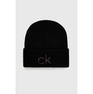 Čepice Calvin Klein černá barva, z husté pleteniny
