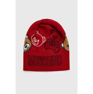 Čepice Moschino červená barva, z tenké pleteniny, vlněná