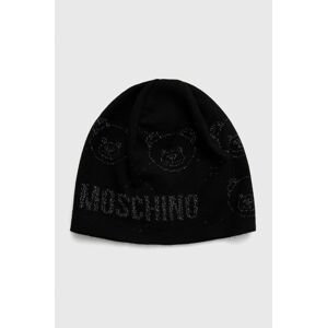 Čepice Moschino černá barva, z tenké pleteniny