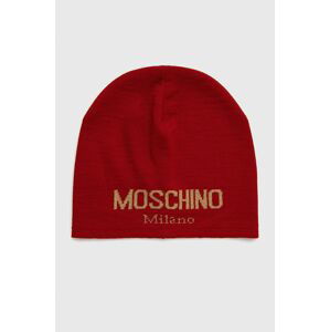 Čepice Moschino červená barva, z tenké pleteniny