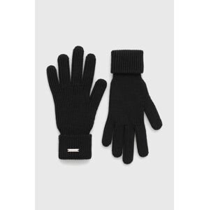 Vlněné rukavice Woolrich dámské, černá barva