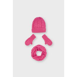 Čepice, šála a rukavice Mayoral růžová barva