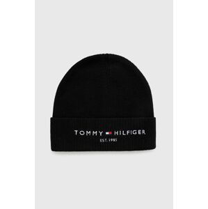 Čepice Tommy Hilfiger černá barva, z tenké pleteniny