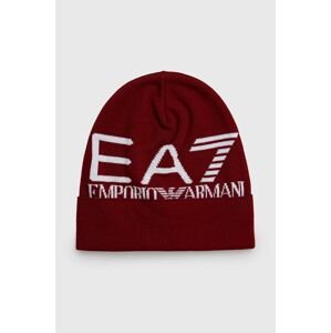 Čepice EA7 Emporio Armani červená barva, z tenké pleteniny