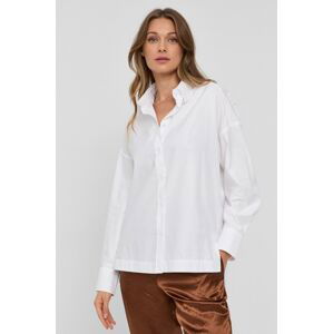 Košile Max Mara Leisure dámská, bílá barva, relaxed, s klasickým límcem
