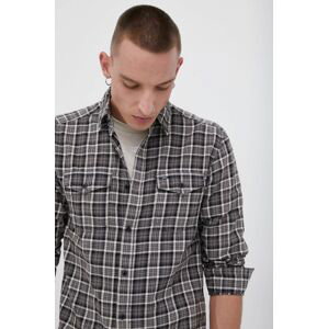 Bavlněné tričko Only & Sons pánské, šedá barva, regular, s klasickým límcem