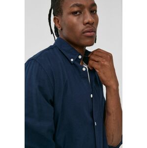 Bavlněné tričko Produkt by Jack & Jones pánské, tmavomodrá barva, regular, s límečkem button-down