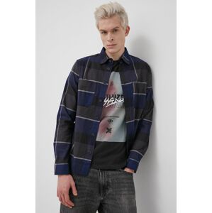 Košile Premium by Jack&Jones pánská, tmavomodrá barva, regular, s klasickým límcem