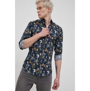 Košile Premium by Jack&Jones pánská, tmavomodrá barva, slim, s klasickým límcem