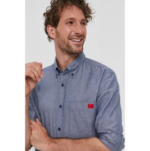 Bavlněné tričko Hugo pánské, slim, s límečkem button-down