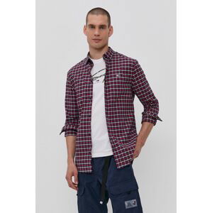 Košile Tommy Jeans pánská, červená barva, slim, s límečkem button-down