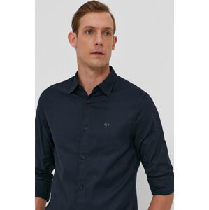 Košile Armani Exchange pánská, tmavomodrá barva, slim, s klasickým límcem