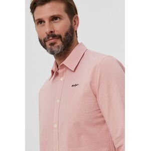Košile Pepe Jeans Simon pánská, růžová barva, slim, s klasickým límcem