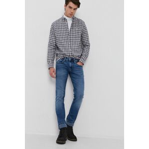 Bavlněné tričko Pepe Jeans Gerard pánské, šedá barva, regular, s límečkem button-down