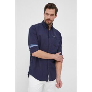 Bavlněné tričko Pepe Jeans Franklins pánské, tmavomodrá barva, regular, s límečkem button-down