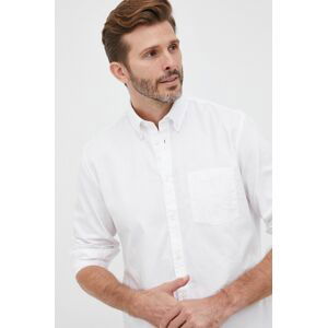 Bavlněné tričko Marc O'Polo pánské, bílá barva, regular, s límečkem button-down