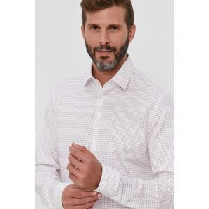 Bavlněné tričko Calvin Klein pánské, bílá barva, slim, s italským límcem