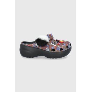 Pantofle Crocs x Disney dámské, černá barva, na platformě