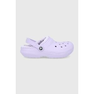 Pantofle Crocs růžová barva, SIC.LINED.CLOG.203591.D-LAVENDER.L