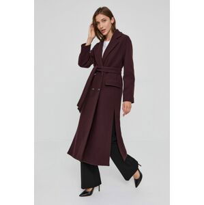 Kabát Pinko dámský, fialová barva, přechodný, dvouřadový