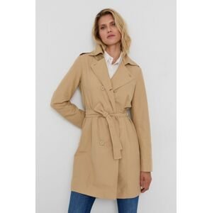 Trench kabát MAX&Co. dámský, hnědá barva, přechodný, dvouřadový