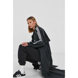Trench kabát adidas Originals dámský, černá barva, přechodný, oversize