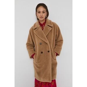 Kabát Marella dámský, béžová barva, přechodný, dvouřadový