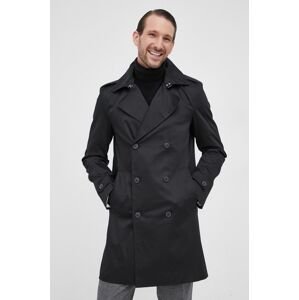 Kabát Selected pánský, černá barva, přechodný, dvouřadový