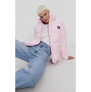 Bunda Tommy Jeans dámská, růžová barva, zimní