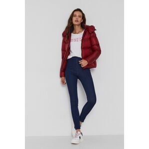 Péřová bunda Calvin Klein Jeans dámská, vínová barva, zimní