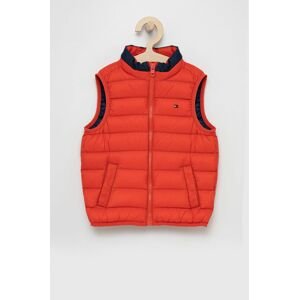Dětská péřová vesta Tommy Hilfiger červená barva