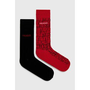 Ponožky Hugo pánské, červená barva