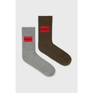 Ponožky Hugo (2-pack) pánské, šedá barva