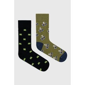 Ponožky John Frank (2-pack) pánské, zelená barva