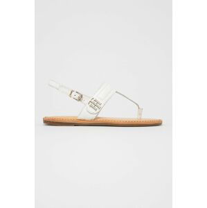Kožené sandály Tommy Hilfiger dámské, bílá barva
