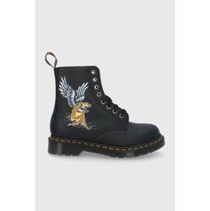 Kožené workery Dr. Martens 1460 Souvenir dámské, černá barva, na plochém podpatku