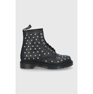 Kožené workery Dr. Martens 1460 Stud dámské, černá barva, na plochém podpatku